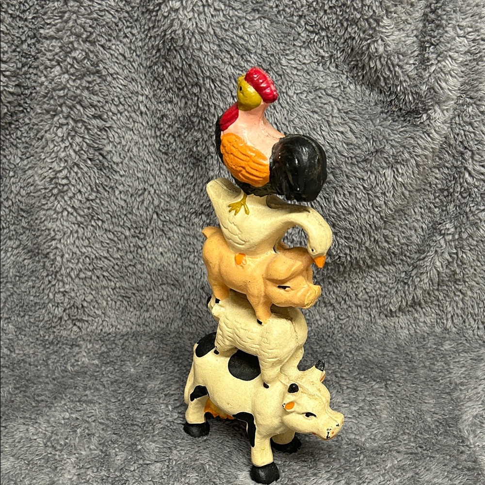 Farm Animal Wrought Iron Figurine Stack
